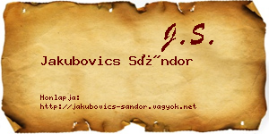 Jakubovics Sándor névjegykártya