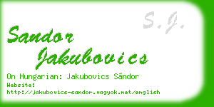 sandor jakubovics business card