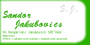 sandor jakubovics business card